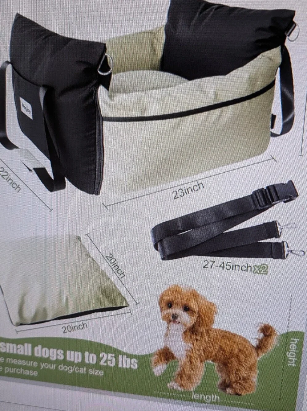 NEW WAGJOY SMALL DOG CAR SEAT CONVERTIBLE TOTE